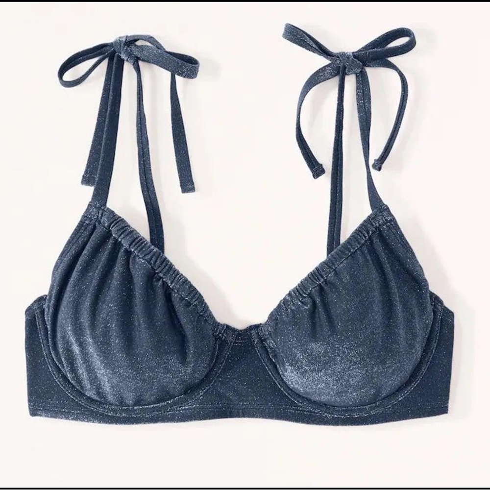 Abercrombie & Fitch Curve Love Shimmer Tie-Strap Underwire Bikini Top XXS